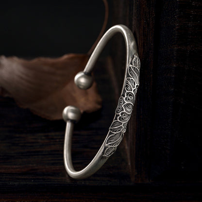 925 Silver Peony Matte Bracelet