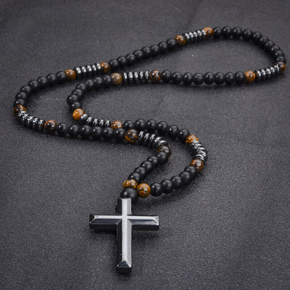 Ball Bead Cross Men's Necklace