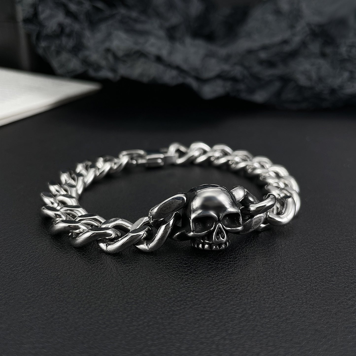 925 Silver Vintage Cuban Skull Bracelet
