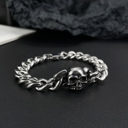 925 Silver Vintage Cuban Skull Bracelet