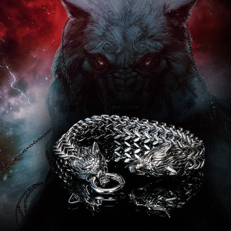 Wolf Head Viking Titanium Steel Strengthen Bracelet