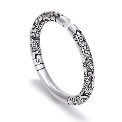 Double Dragon Holding Pillar Dragon Pattern Auspicious Cloud Opening Composite Bracelet