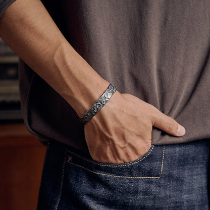 Night Ghosts Skeleton Bracelet For Men Retro  Opening Bracelet