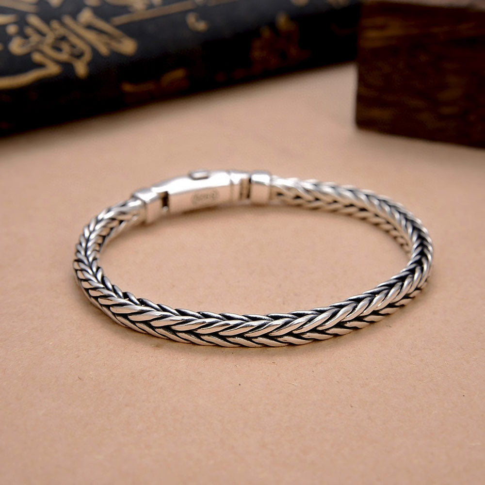 925 Silver Vintage Tight Braided Bracelet