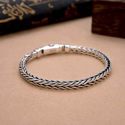 925 Silver Vintage Tight Braided Bracelet