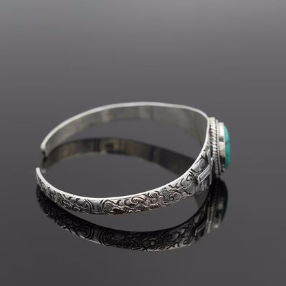 Bohemian style carved turquoise cross opening adjustable bracelet