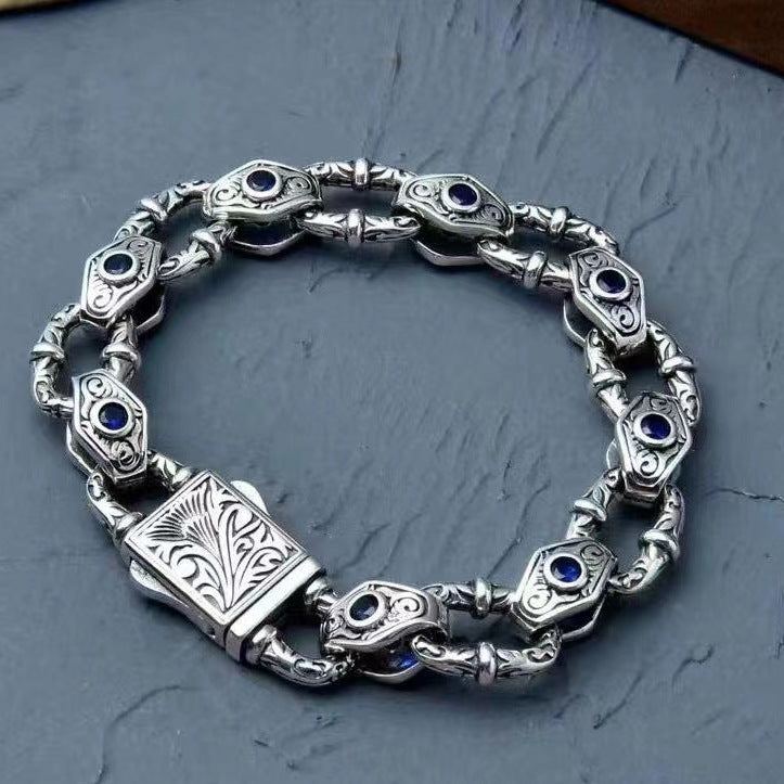 925 Silver Retro Vine Grass Pattern Bracelet