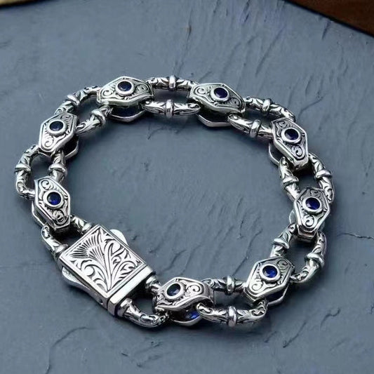 925 Silver Retro Vine Grass Pattern Bracelet