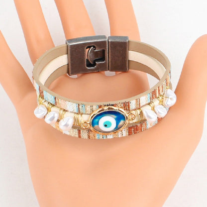 Devil's Eye Handwoven Pearl Bracelet