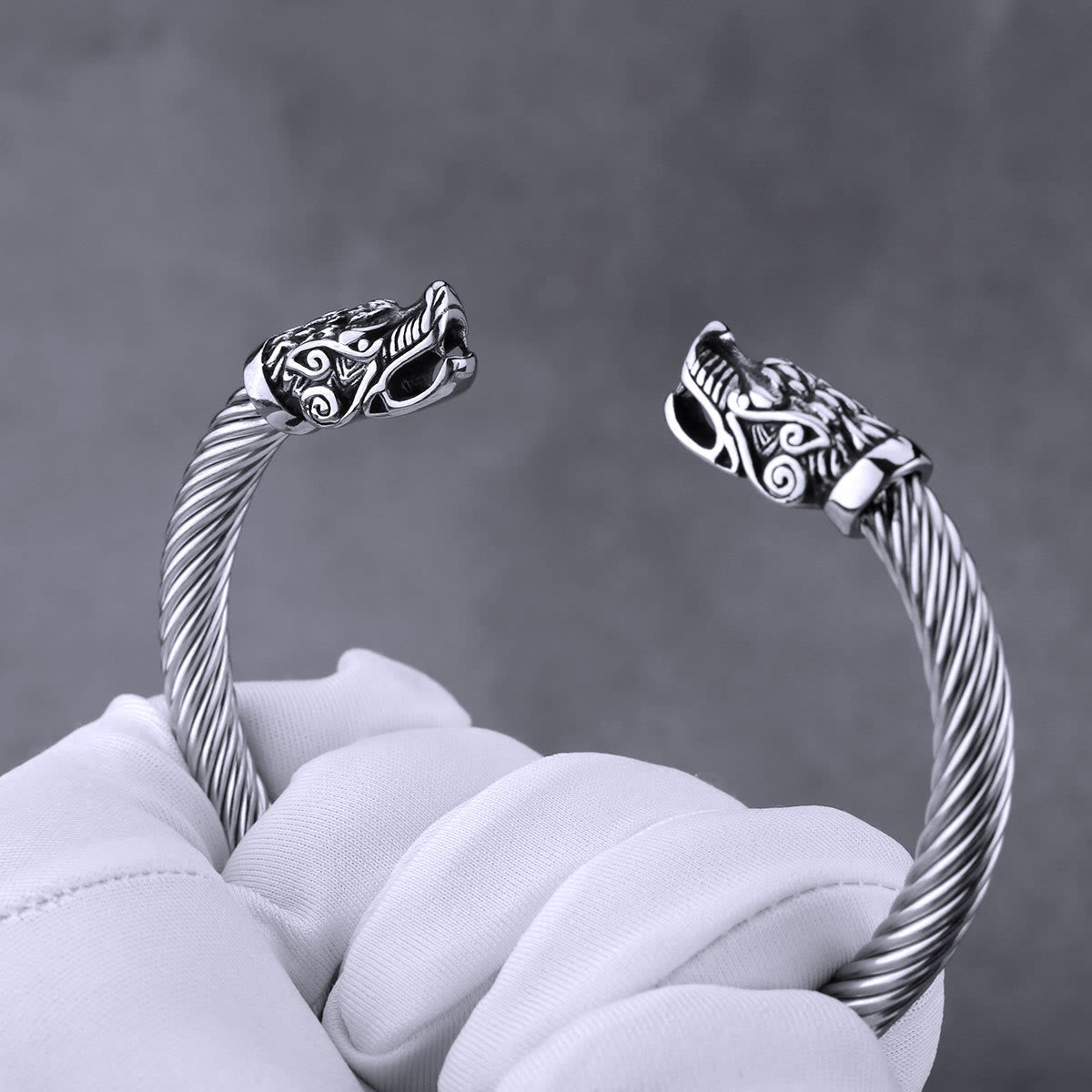 Norse Dragon Head Thread Open Bracelet