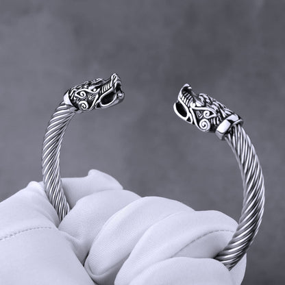 Norse Dragon Head Thread Open Bracelet