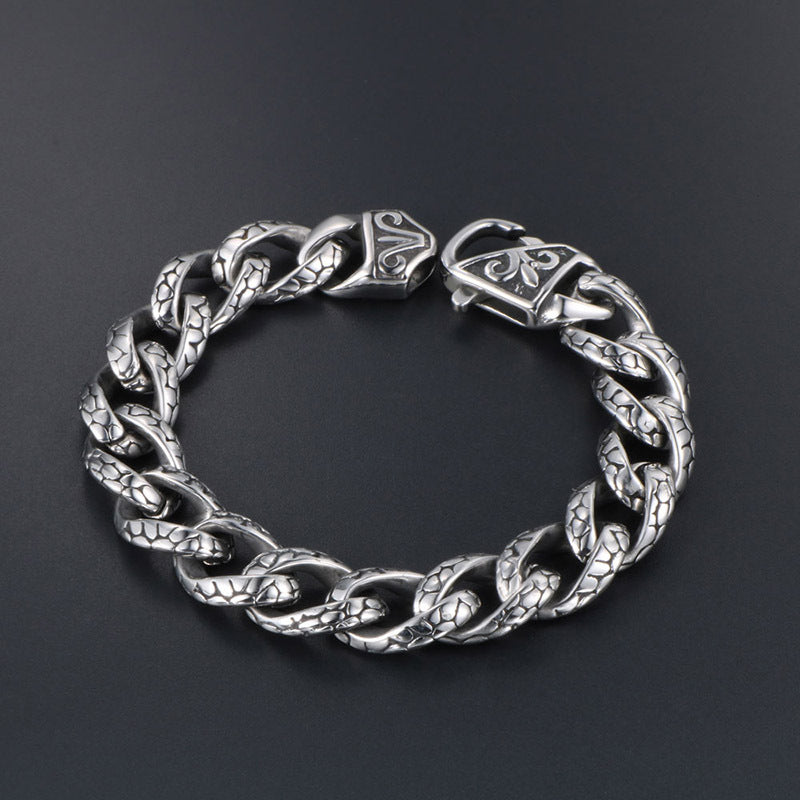 925 Silver Vintage Hip Hop Leopard Bracelet