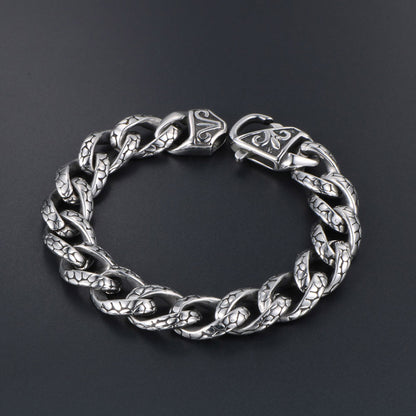 925 Silver Vintage Hip Hop Leopard Bracelet