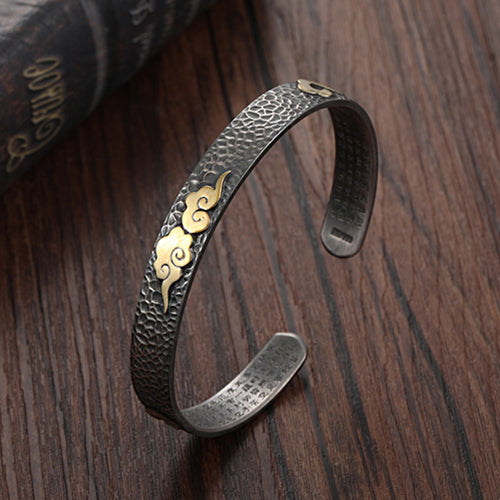 925 Silver Handmade Heart Sutra Retro Nezha Cloud Bracelet