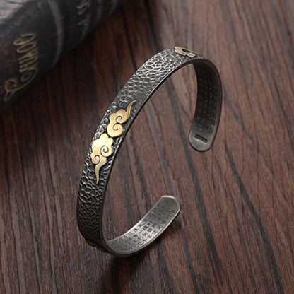 925 Silver Handmade Heart Sutra Retro Nezha Cloud Bracelet