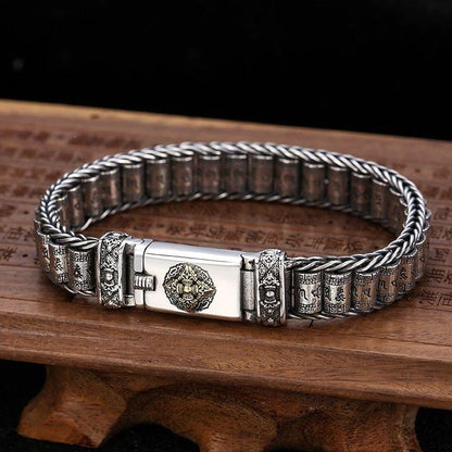 925 Silver Buddha Mantra Scripture Bracelet