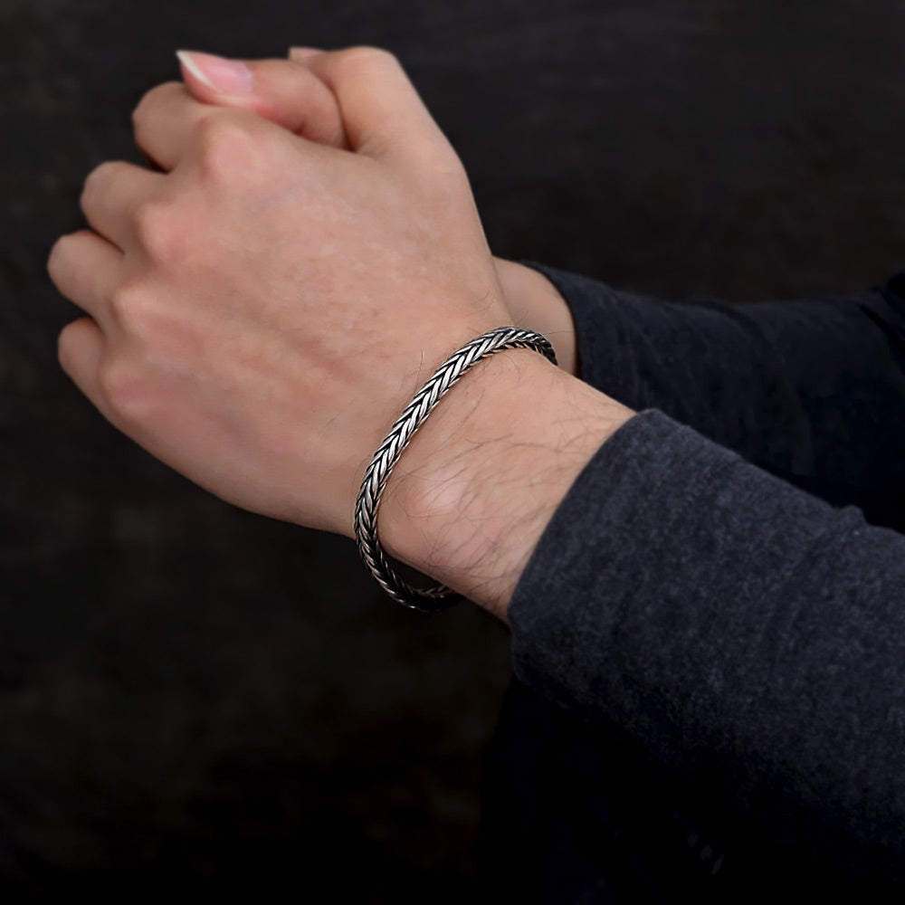 925 Silver Vintage Hand Woven Bracelet