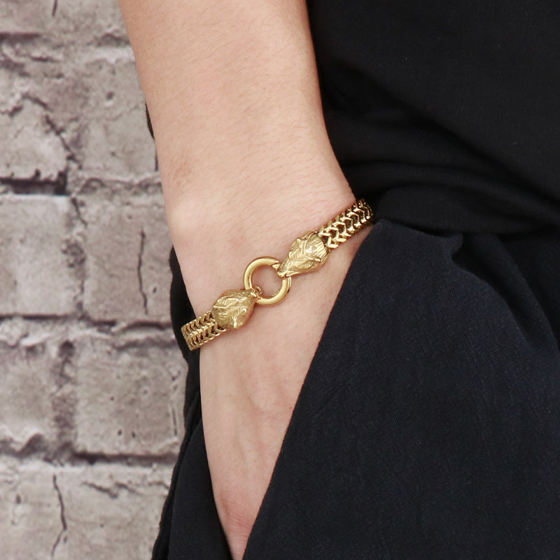 Wolf Head Viking Titanium Steel Strengthen Bracelet