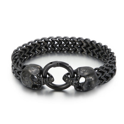 925 Silver Punk Skull Head Bracelet