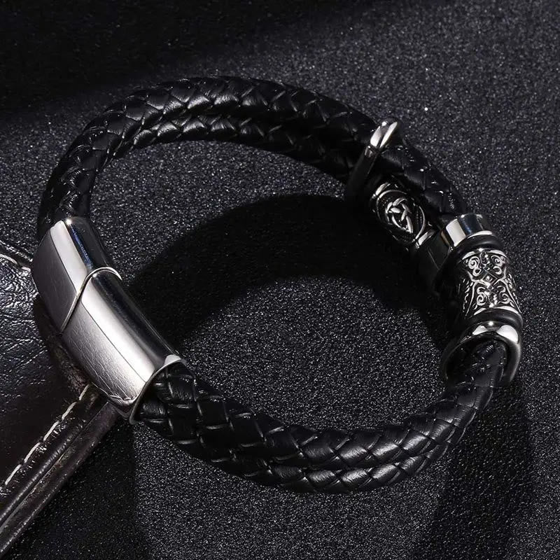 Celtic Knot And Viking Compass Stainless Steel Bracelet