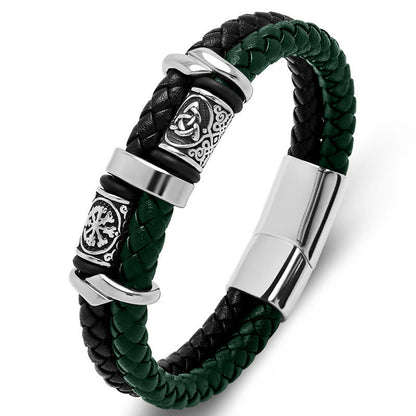 Celtic Knot And Viking Compass Stainless Steel Bracelet