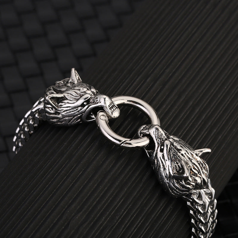 Wolf Head Viking Titanium Steel Strengthen Bracelet