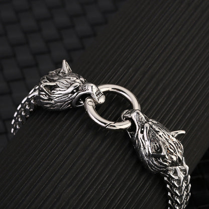 Wolf Head Viking Titanium Steel Strengthen Bracelet