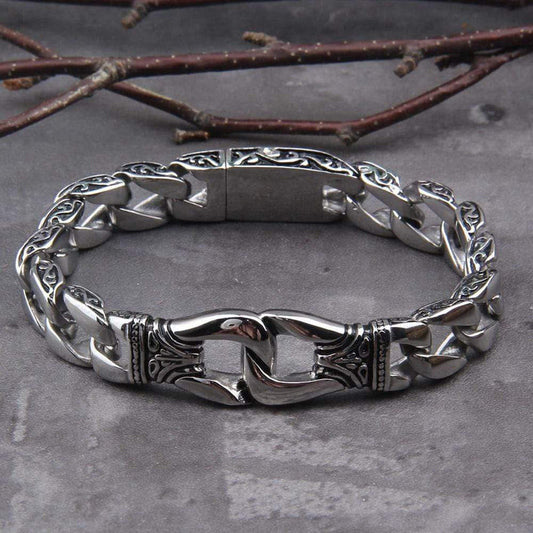 Retro Totem Celtic Knot Chunky Curb Link Bracelet