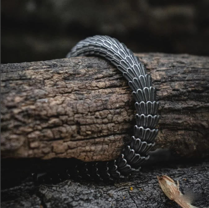 Retro Black Snake Scale Bangle Bracelet