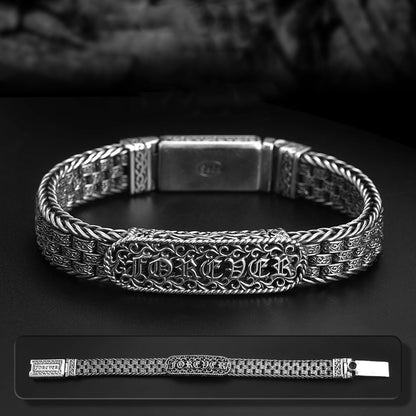 925 Silver Vintage Style Six Character True Words Bracelet
