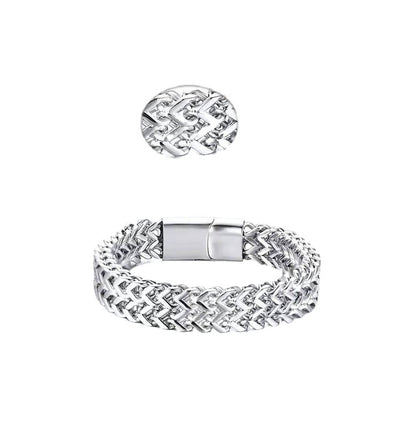 Men's stainless steel double layer wide chain fashion neutral titanium steel thick bracelet