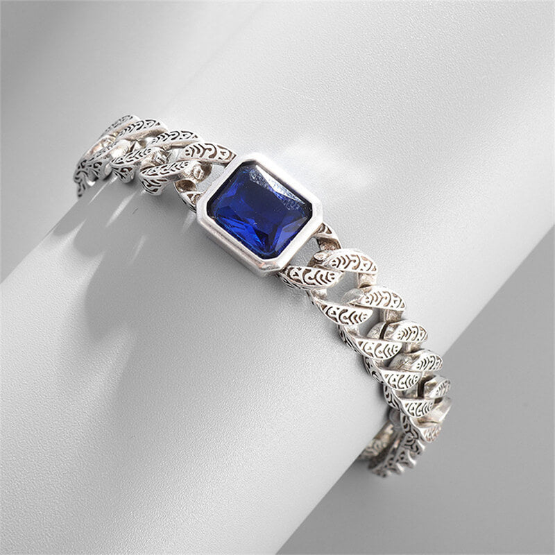 Vintage Sapphire Silver Men's Bracelet