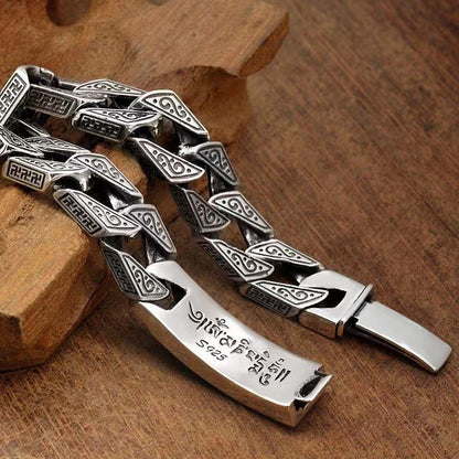 S925 Men's Six-Syllable Mantra Vajra Bracelet