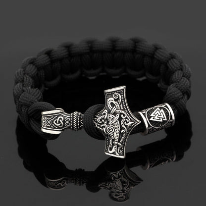 Thor's Hammer Braided Rope Viking Bracelet