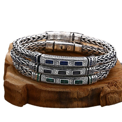 Inlaid zircon hemp rope bracelet