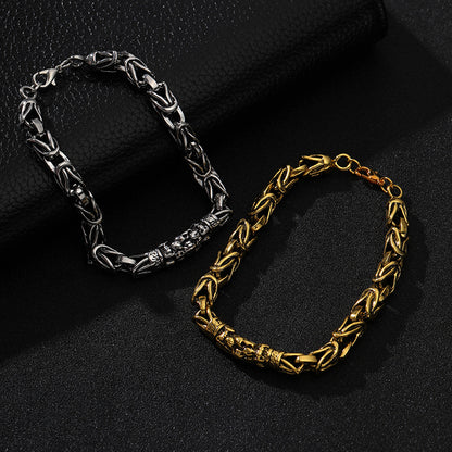 Retro Design Dragon Bone And Skull Head Bracelets