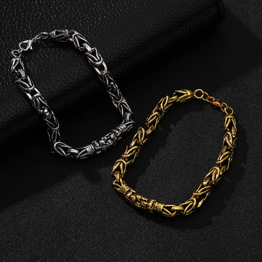 Retro Design Dragon Bone And Skull Head Bracelets