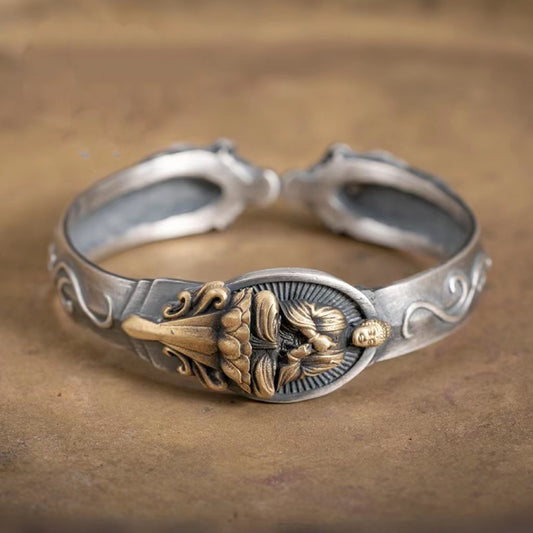 S925 Handmade Ethnic Style Retro Silver Jewelry 12 Zodiac Buddha Bracelet