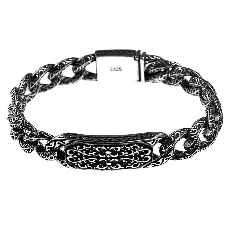 925 Silver retro auspicious rattan bolt bracelet