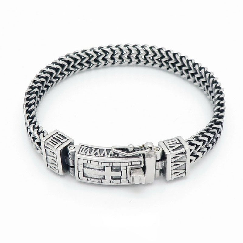 925 Silver European and American Retro Punk Double Chain Bracelet