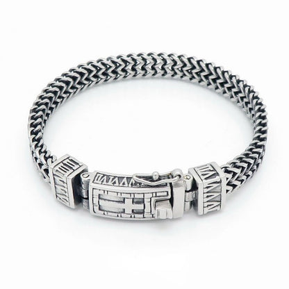 925 Silver European and American Retro Punk Double Chain Bracelet