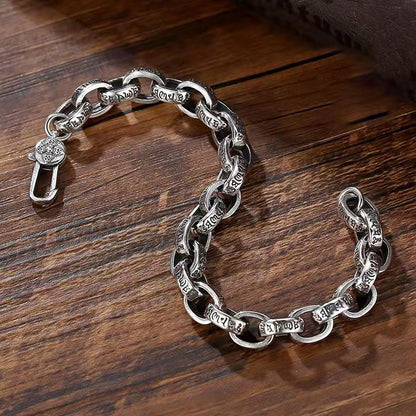 925 Silver Diamond Pestle Six-Character Mantra Retro Niche Bracelet