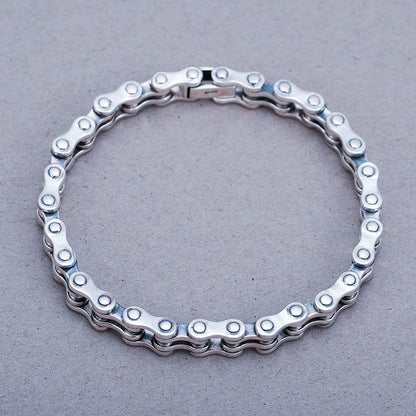 925 Silver Men's personality hip-hop simple motorcycle chain bracelet