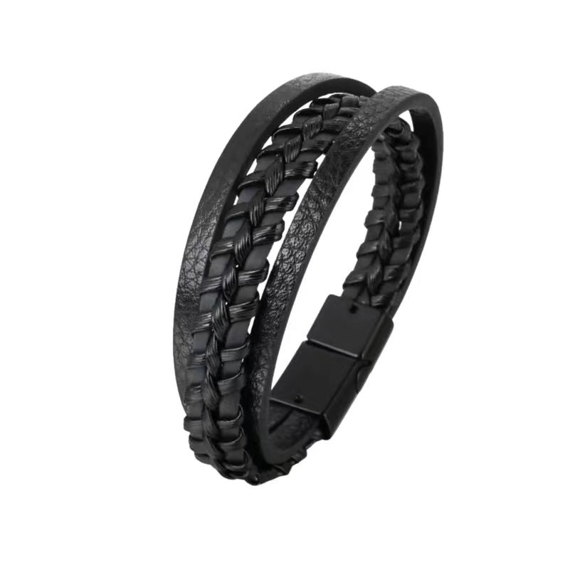 Magnet Leather Rope Hand Woven Bracelet