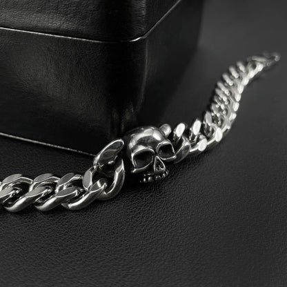 925 Silver Vintage Cuban Skull Bracelet
