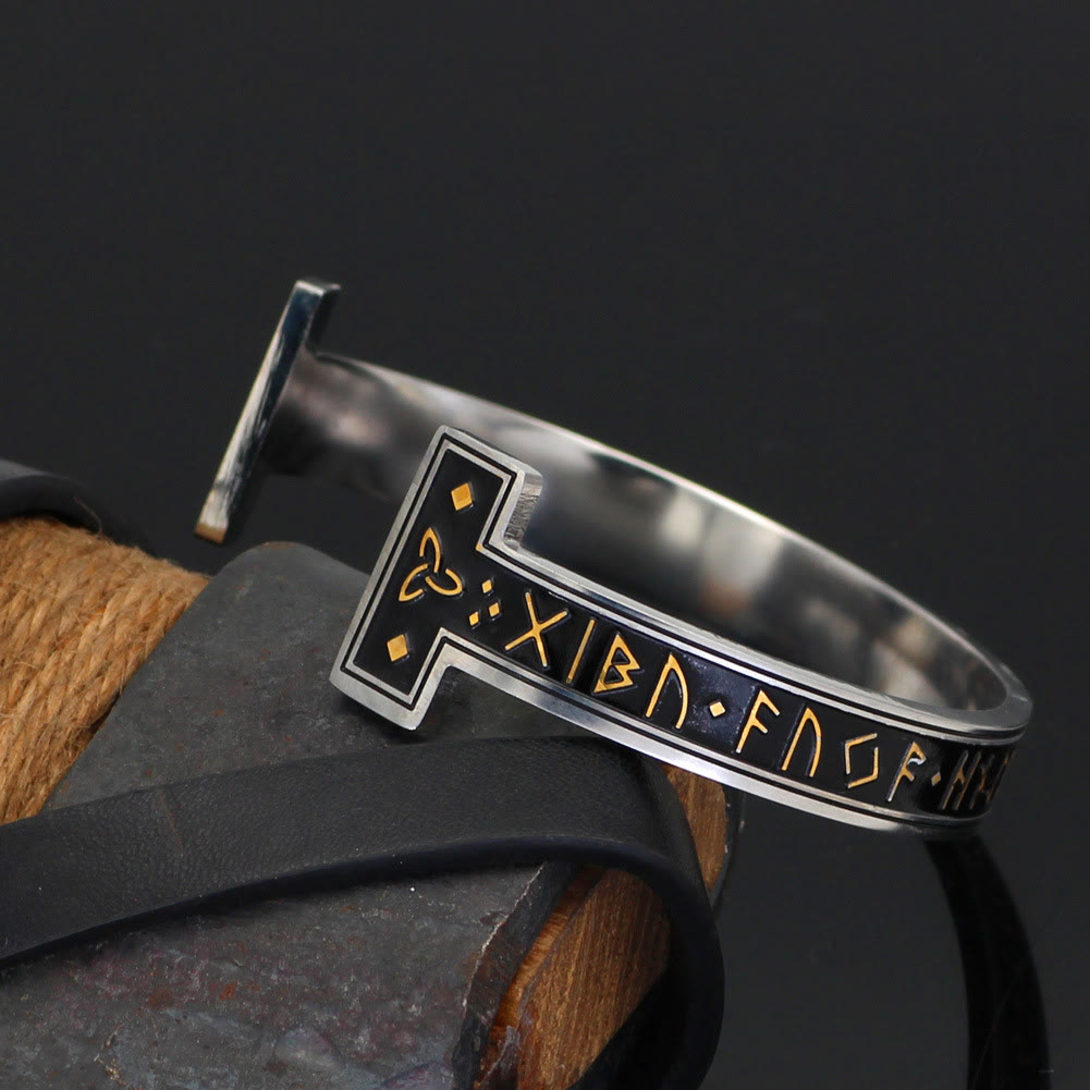 Viking Arm Ring With Elder Rune Bracelet