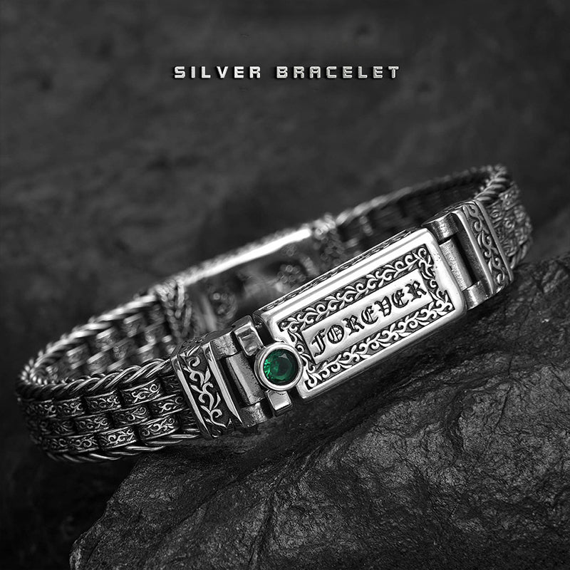 925 Silver Vintage Style Six Character True Words Bracelet