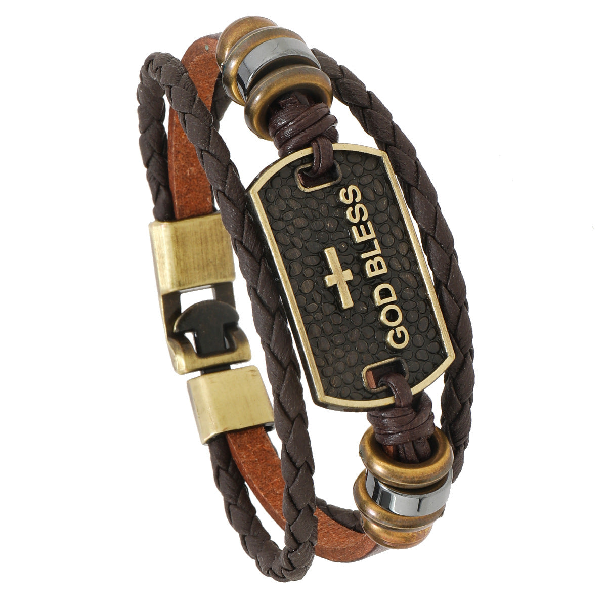 Men's Leather God Blessings Bracelet