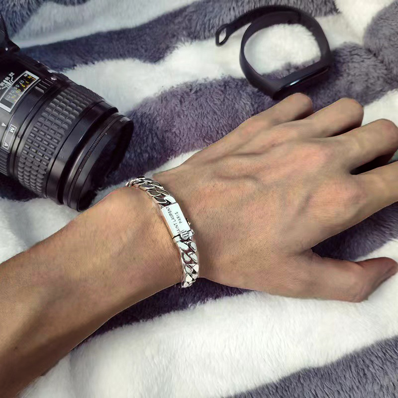 925 Silver Men's bracelet personalized design hip-hop hand ornaments