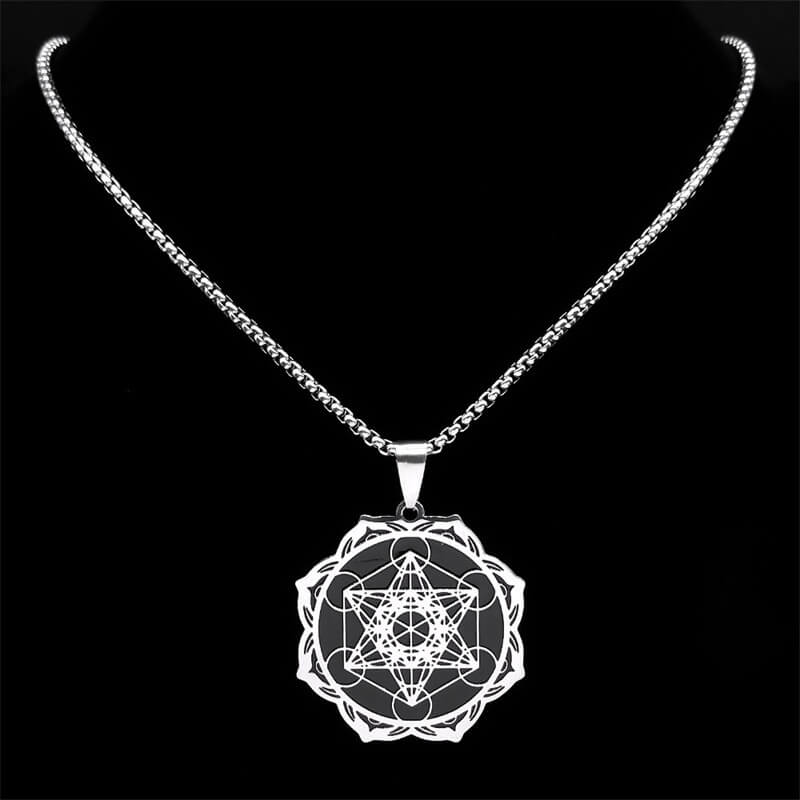Retro Titanium Steel Disc Six-Pointed Star Pendant Men'S Fashion Necklace
